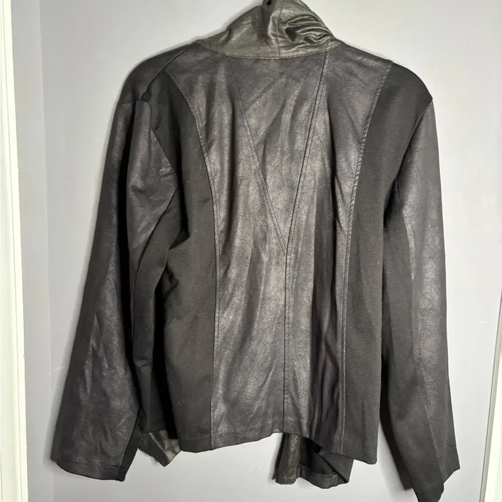 Style & Co Black Drapey Open Front Blazer Large
